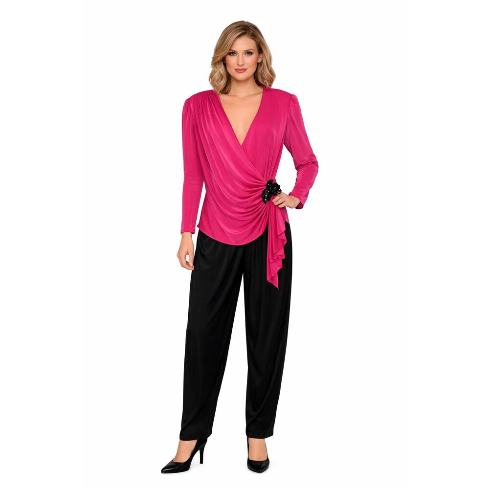 1970s Filigree hot pink disco jumpsuit USA made Size small - medium